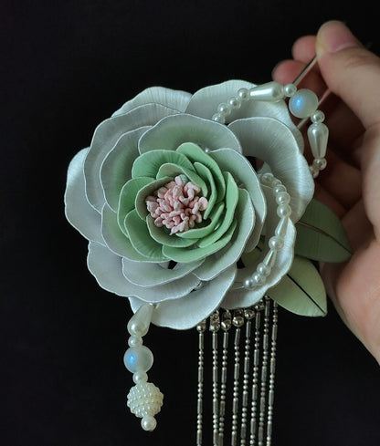 White Peony Bespoke Hairpin - Silk Hairpin(Chanhua)