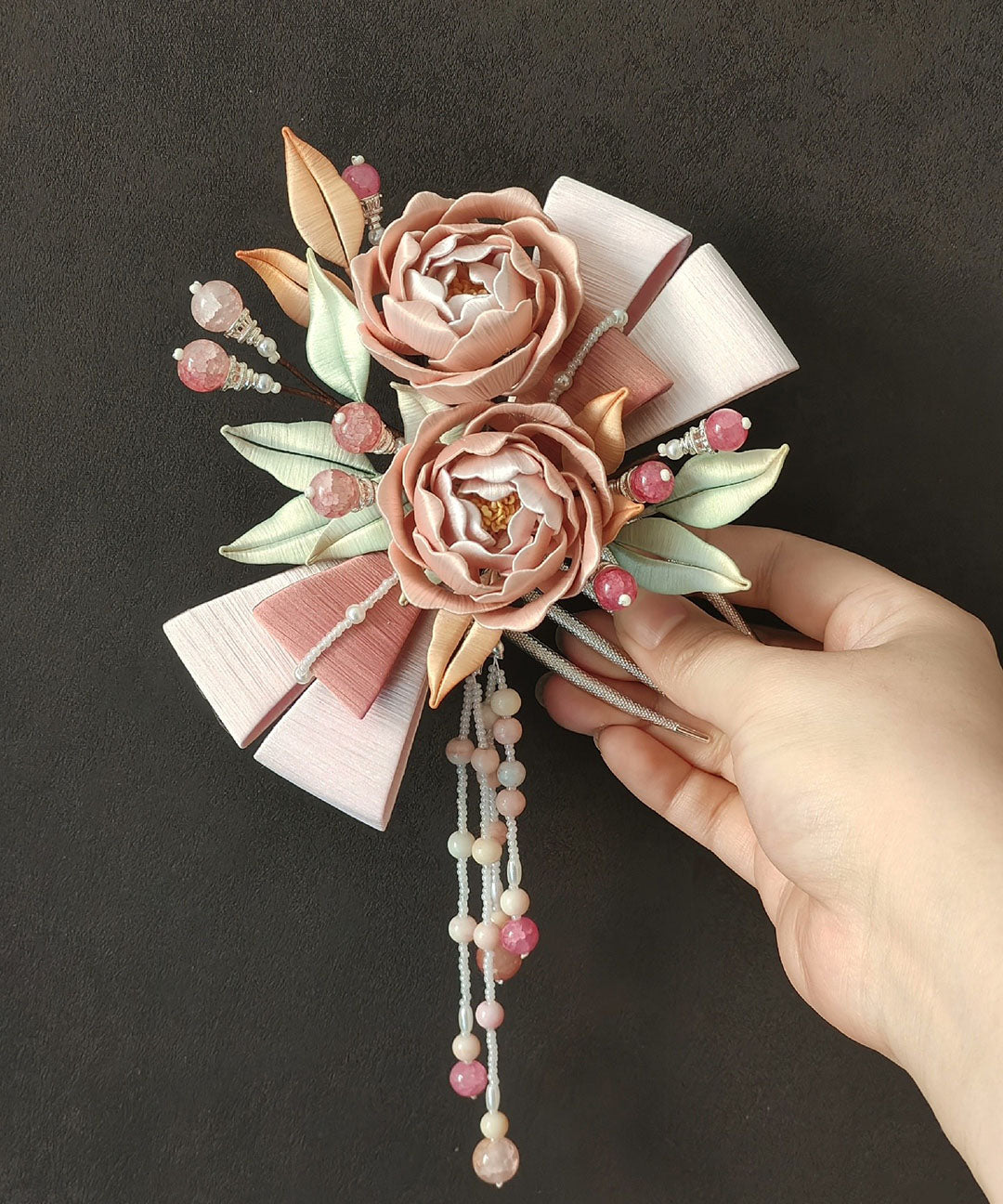 Rose Bowknot Bespoke Hairpin - Silk Hairpin(Chanhua)