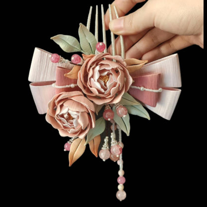 Rose Bowknot Bespoke Hairpin - Silk Hairpin(Chanhua)