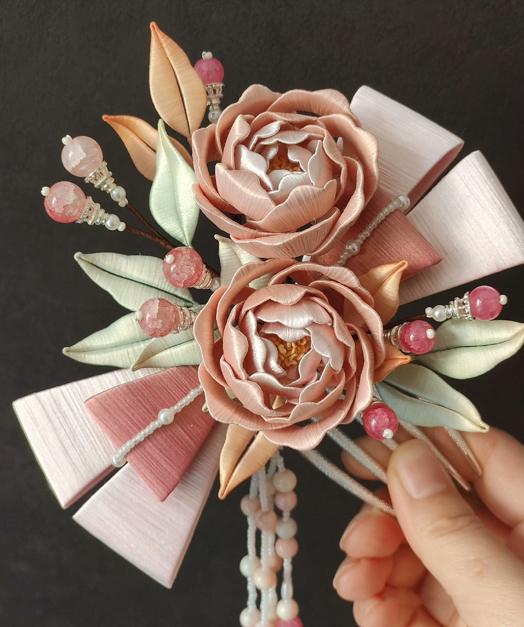 Rose Bowknot Bespoke Hairpin - Silk Hairpin(Chanhua)