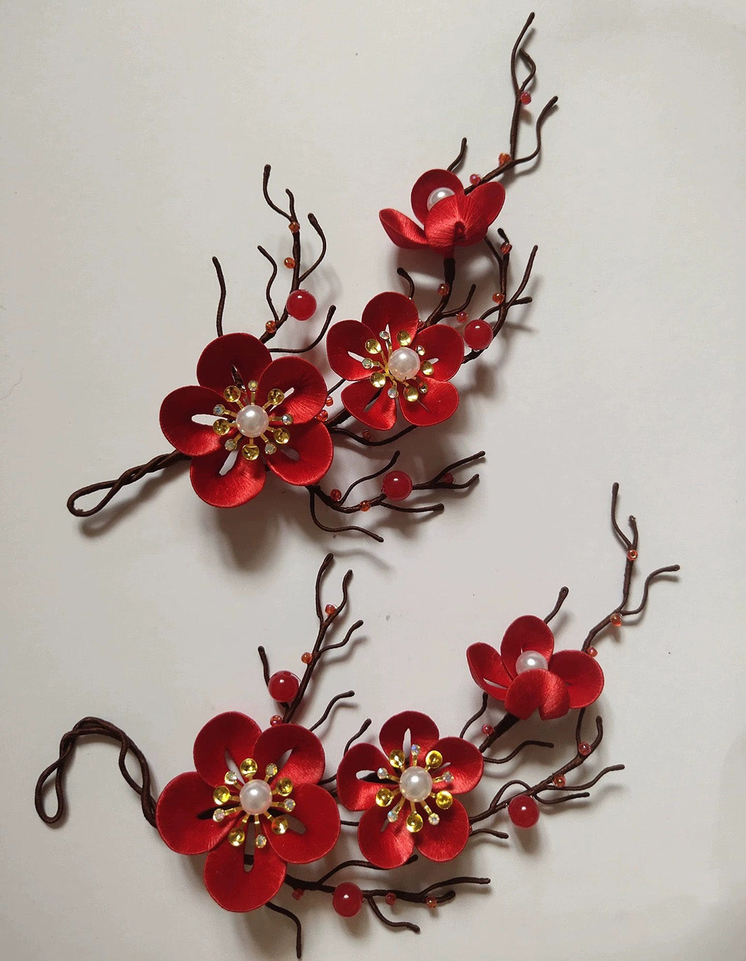 Red Plum Blossom Bespoke Brooch - Silk Brooch(Chanhua)