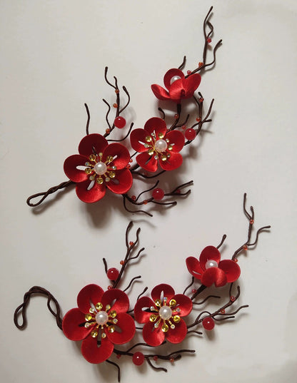 Red Plum Blossom Bespoke Brooch - Silk Brooch(Chanhua)