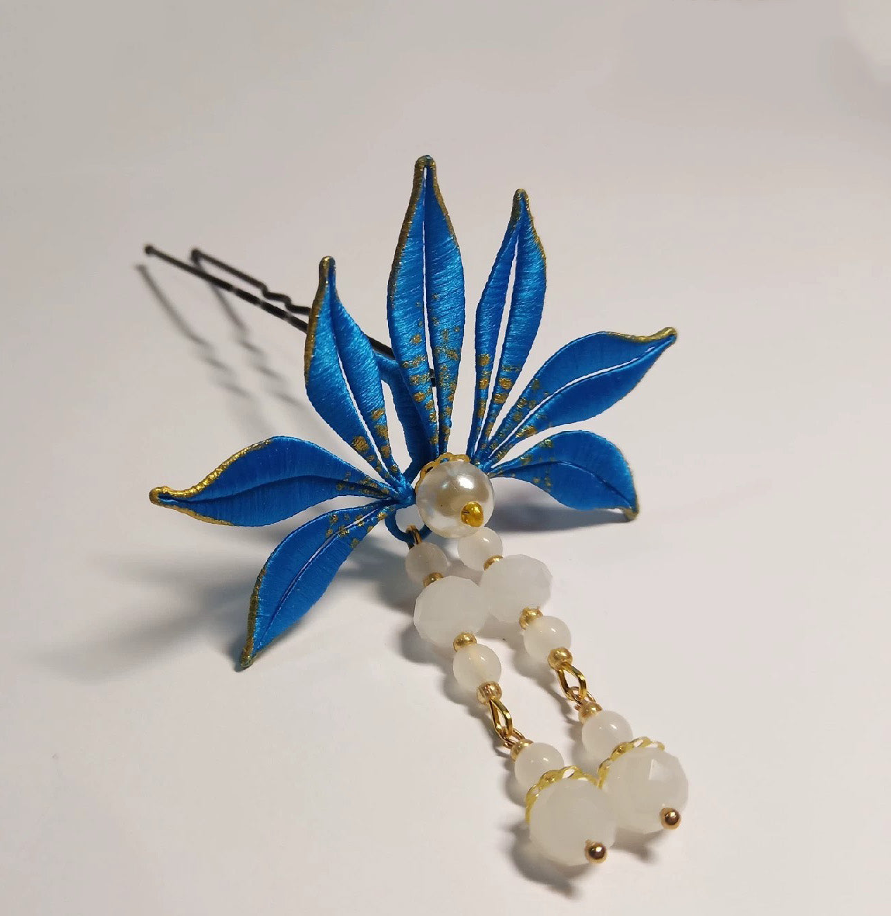 Blue Leaves Handmade Hairpin - Silk Hairpin(Chanhua)