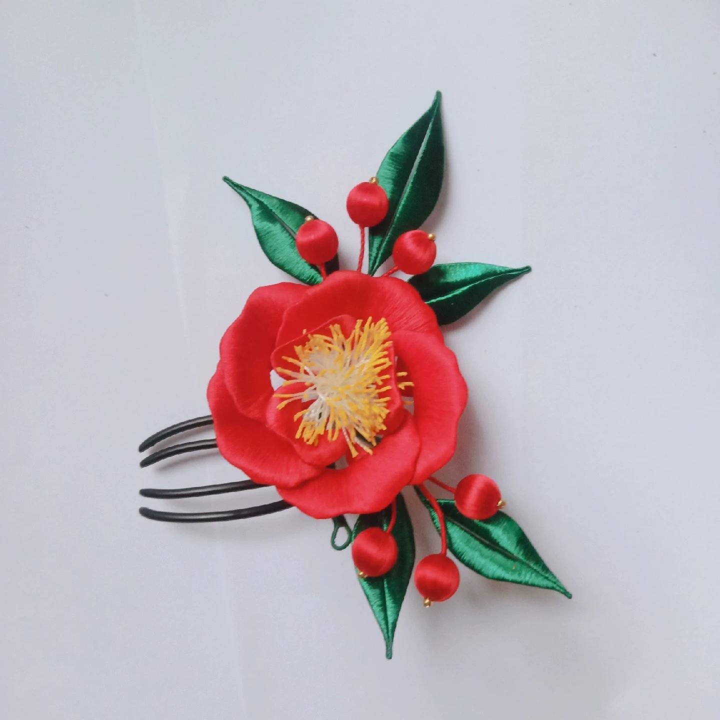 Camellia Handmade Hairpin - Silk Hairpin(Chanhua)