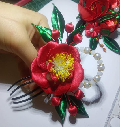 Camellia Handmade Hairpin - Silk Hairpin(Chanhua)