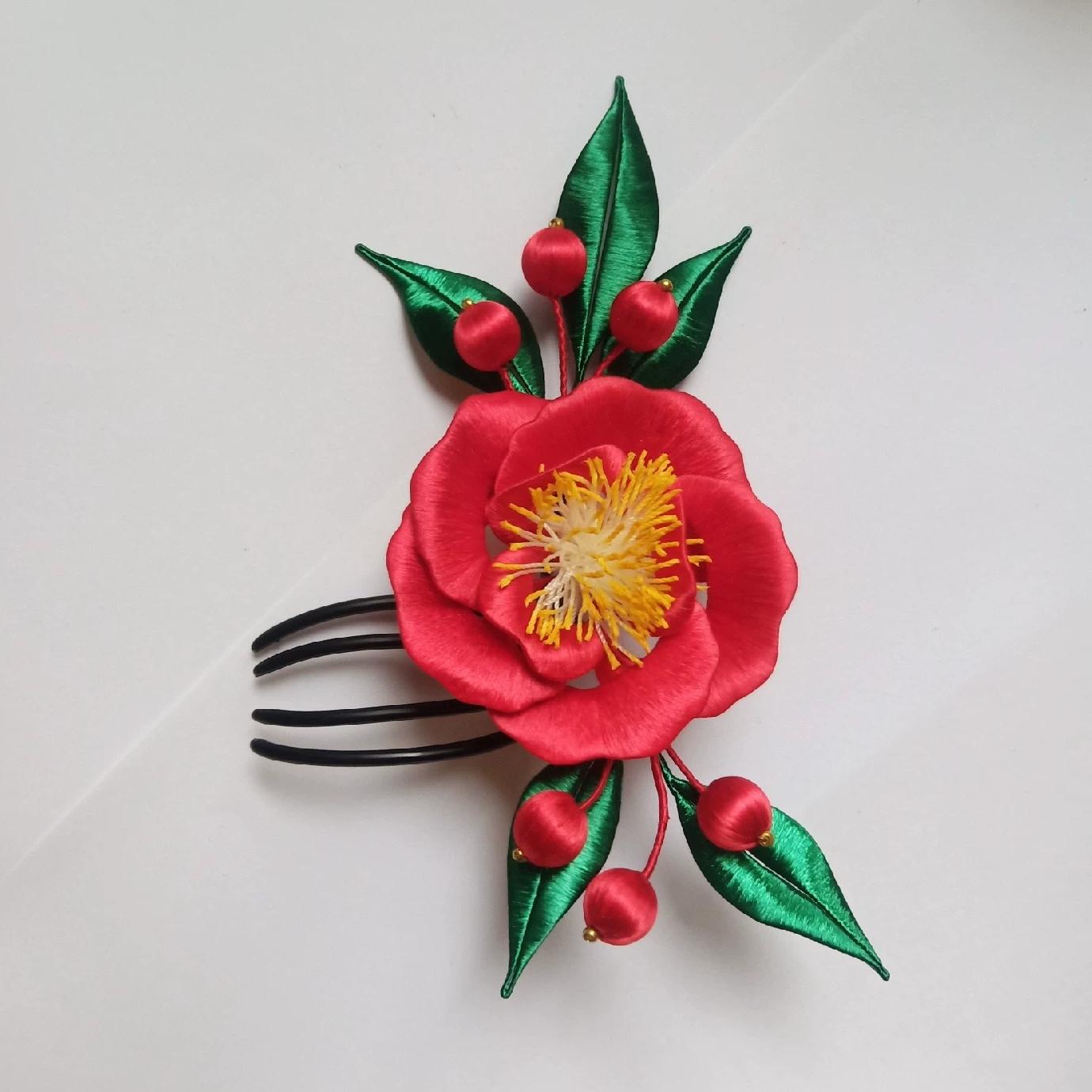 Camellia Handmade Hairpin - Silk Hairpin(Chanhua)