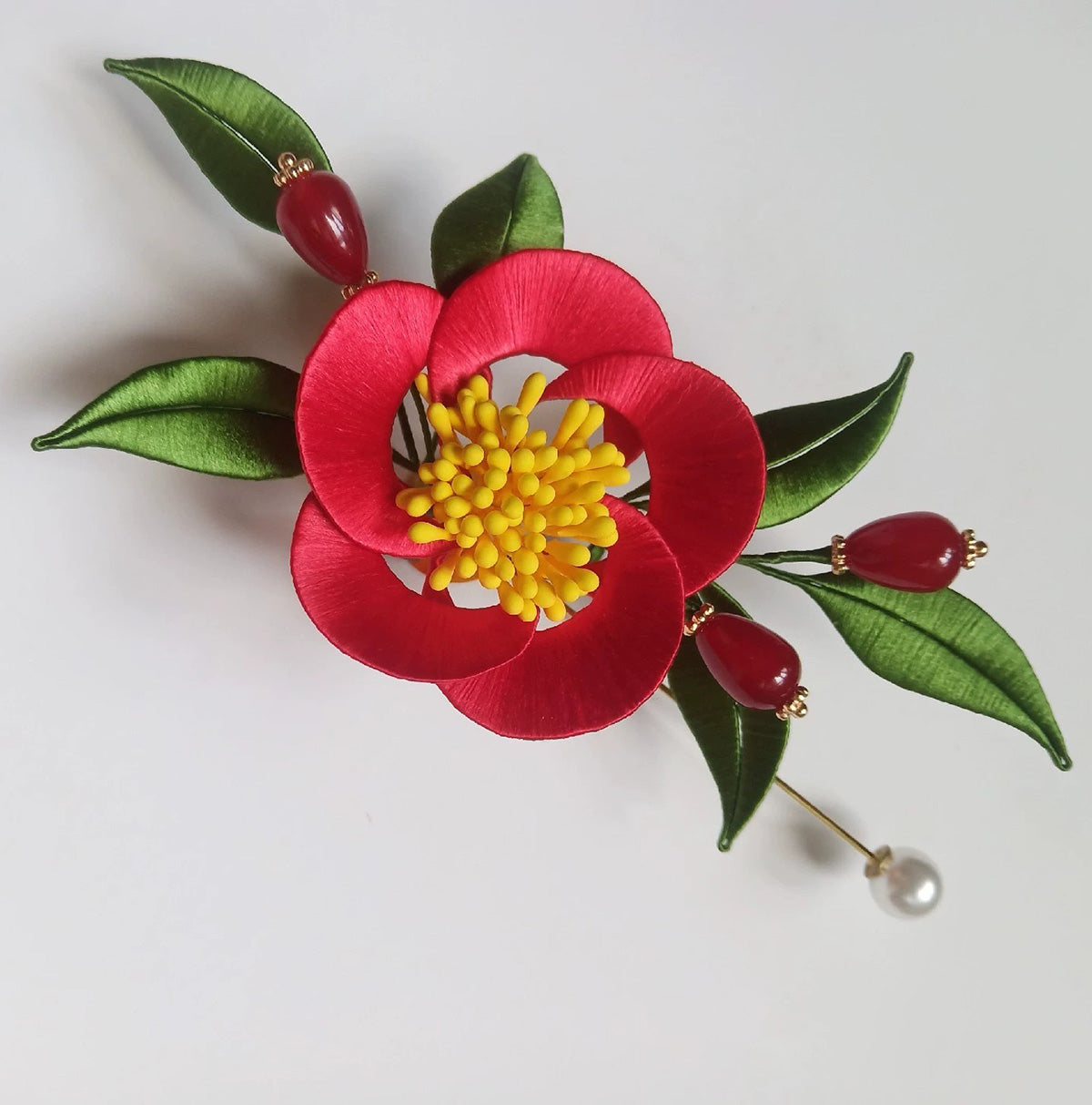 Camellia Handmade Brooch - Silk Brooch(Chanhua)