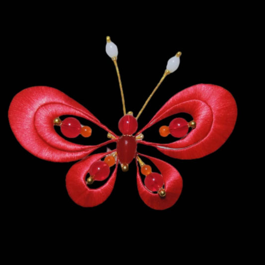 Red Butterfly Handmade Brooch - Silk Brooch(Chanhua)