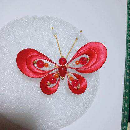 Red Butterfly Handmade Brooch - Silk Brooch(Chanhua)