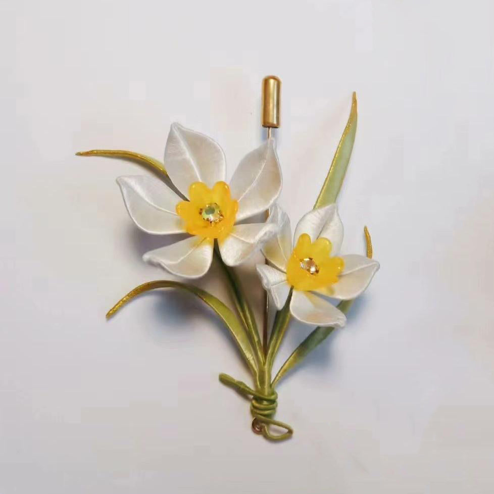 Narcissus Handmade Brooch - Silk Brooch(Chanhua)