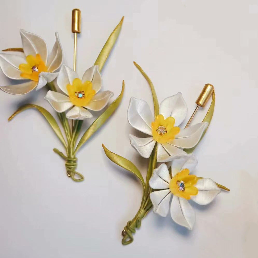 Narcissus Handmade Brooch - Silk Brooch(Chanhua)