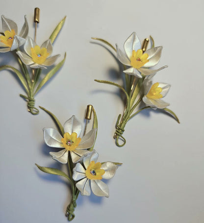 Narcissus Handmade Brooch - Silk Brooch(Chanhua)