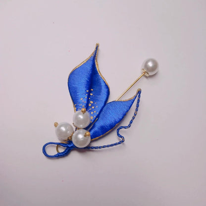 Blue Handmade Brooch - Silk Brooch(Chanhua)