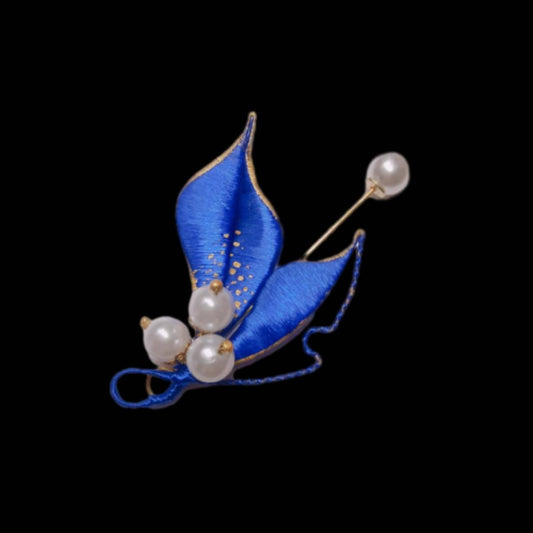 Blue Handmade Brooch - Silk Brooch(Chanhua)