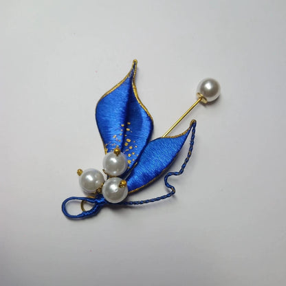 Blue Handmade Brooch - Silk Brooch(Chanhua)