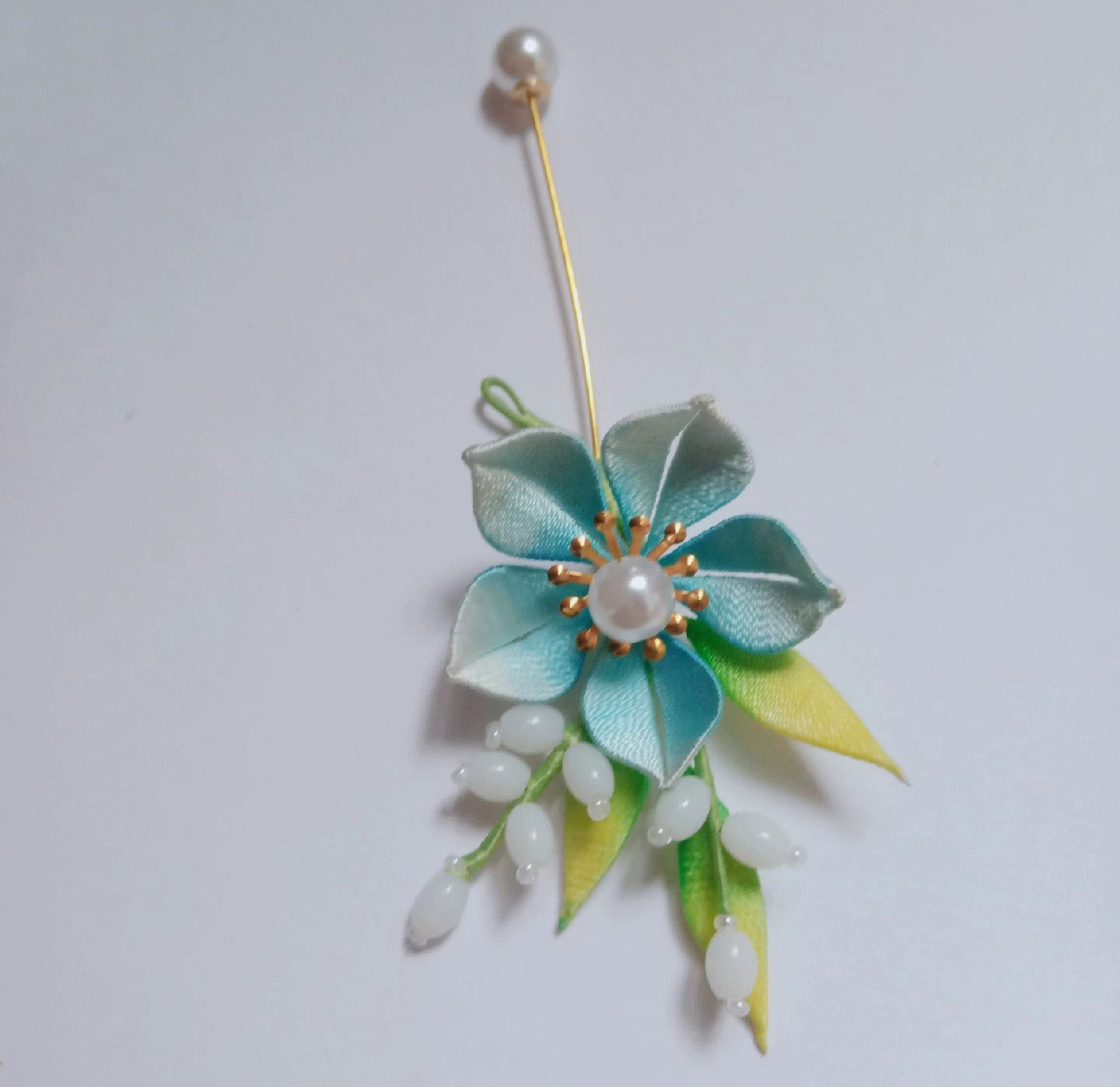 Blue Flower Handmade Brooch - Silk Brooch(Chanhua)