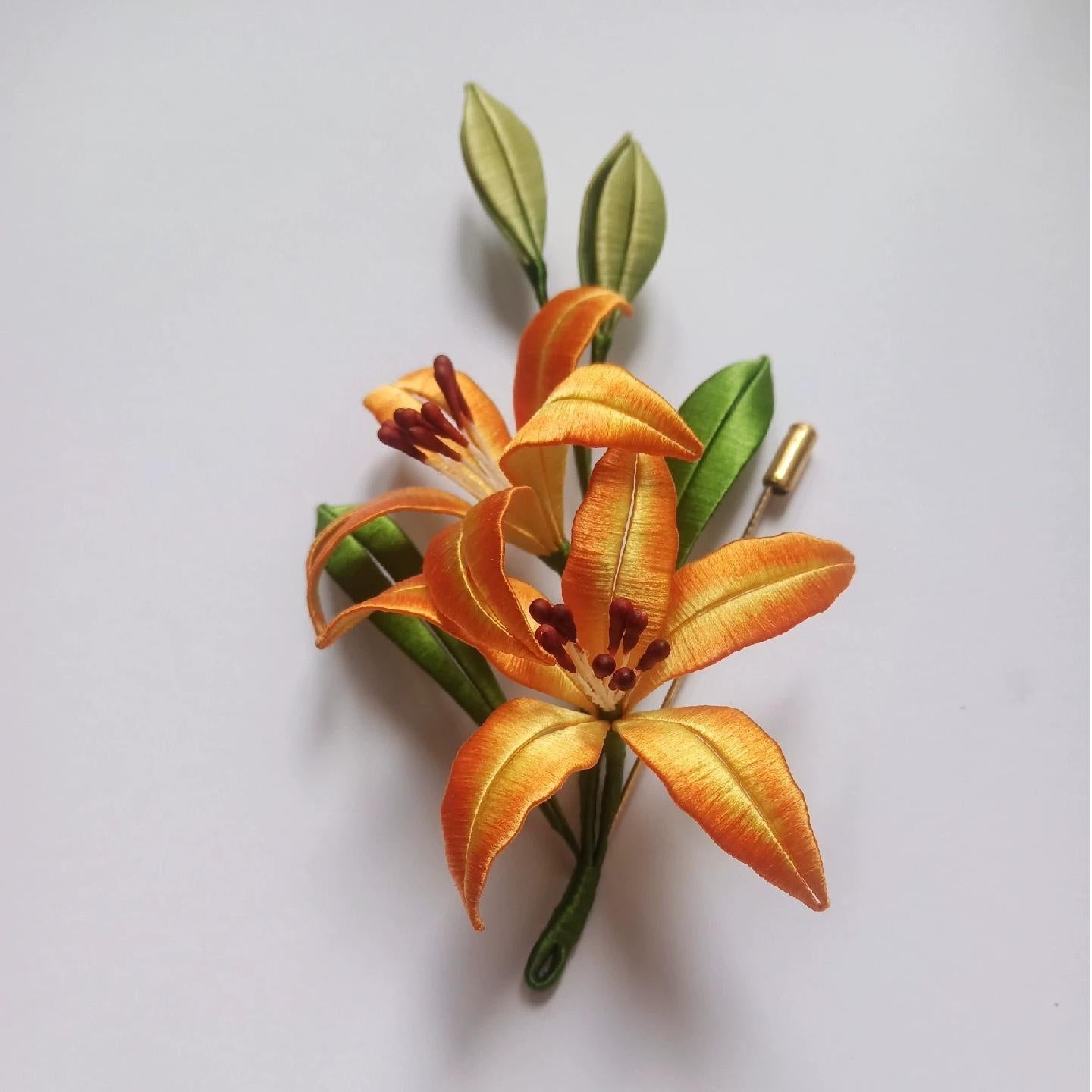 Daylily Handmade Brooch - Silk Brooch(Chanhua)