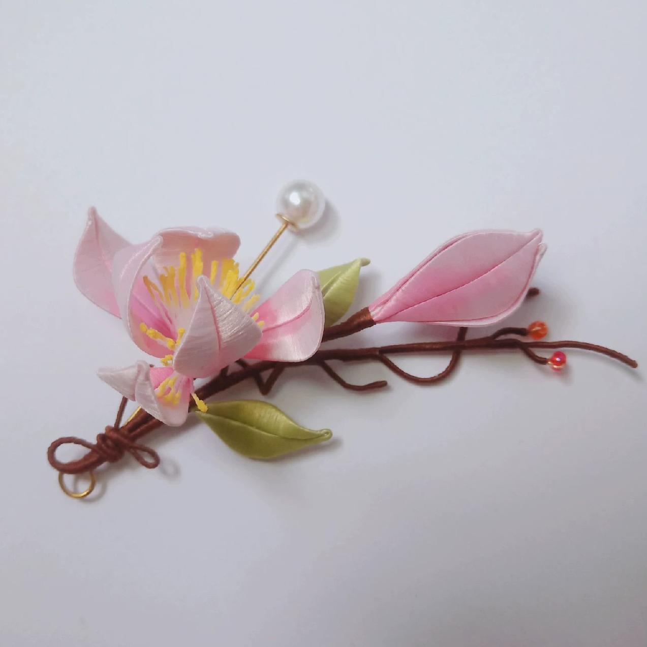 Magnolia Handmade Brooch - Silk Brooch(Chanhua)