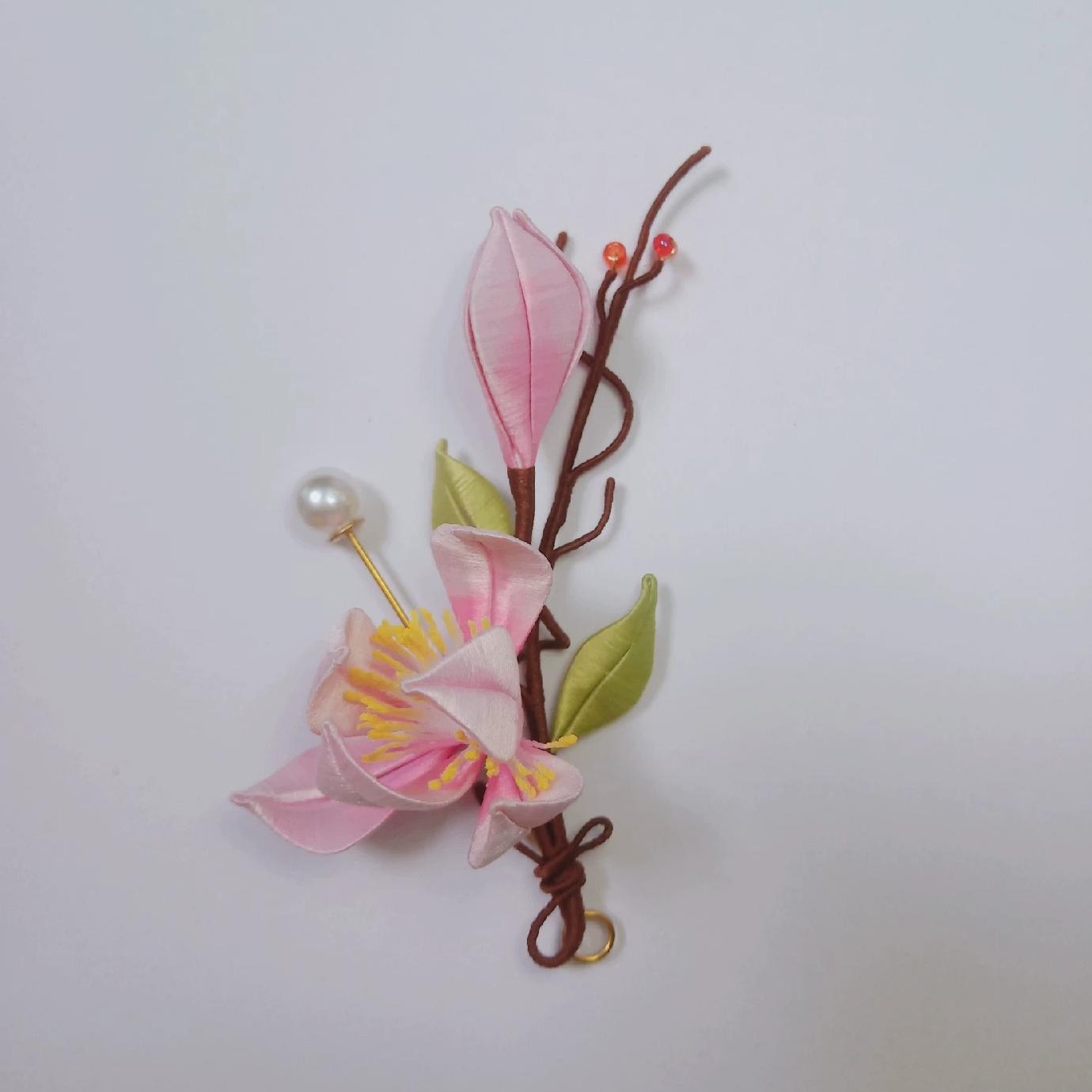 Magnolia Handmade Brooch - Silk Brooch(Chanhua)