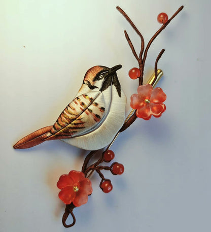 Bird Handmade Brooch - Silk Brooch(Chanhua)