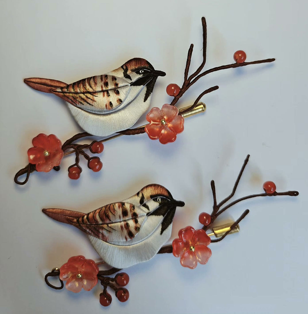 Bird Handmade Brooch - Silk Brooch(Chanhua)