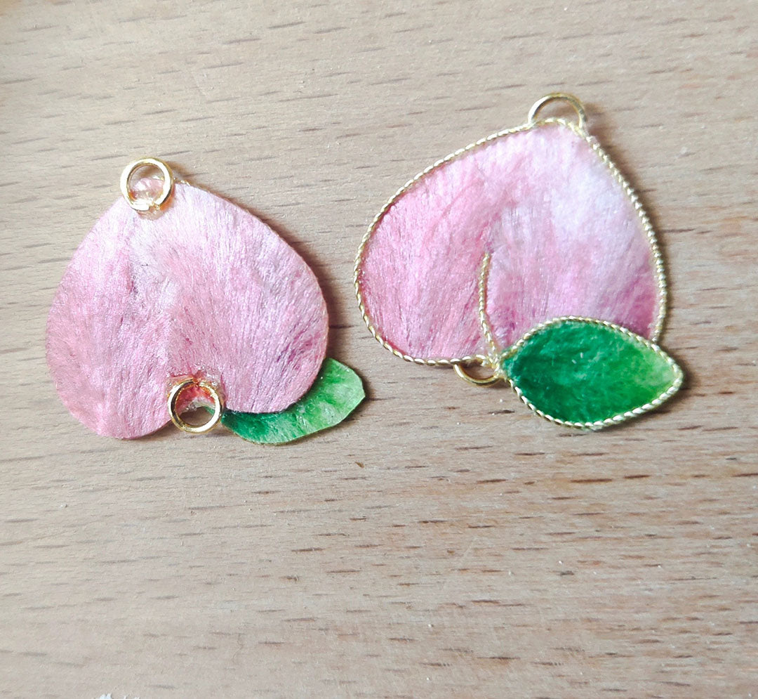 Peach Handmade Earrings - Silk Earrings(Ronghua)