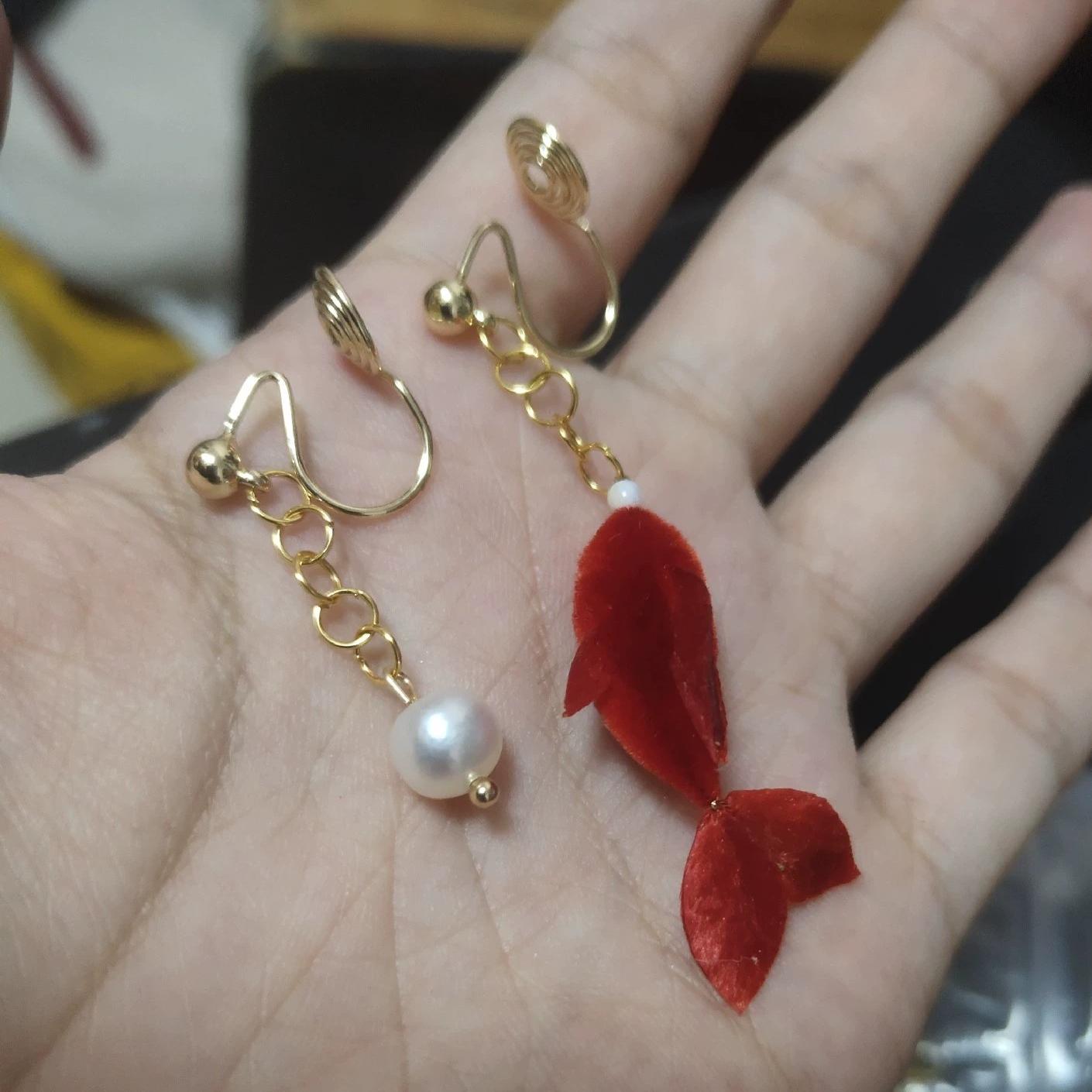 Goldfish Bespoke Earrings - Silk Earrings(Ronghua)