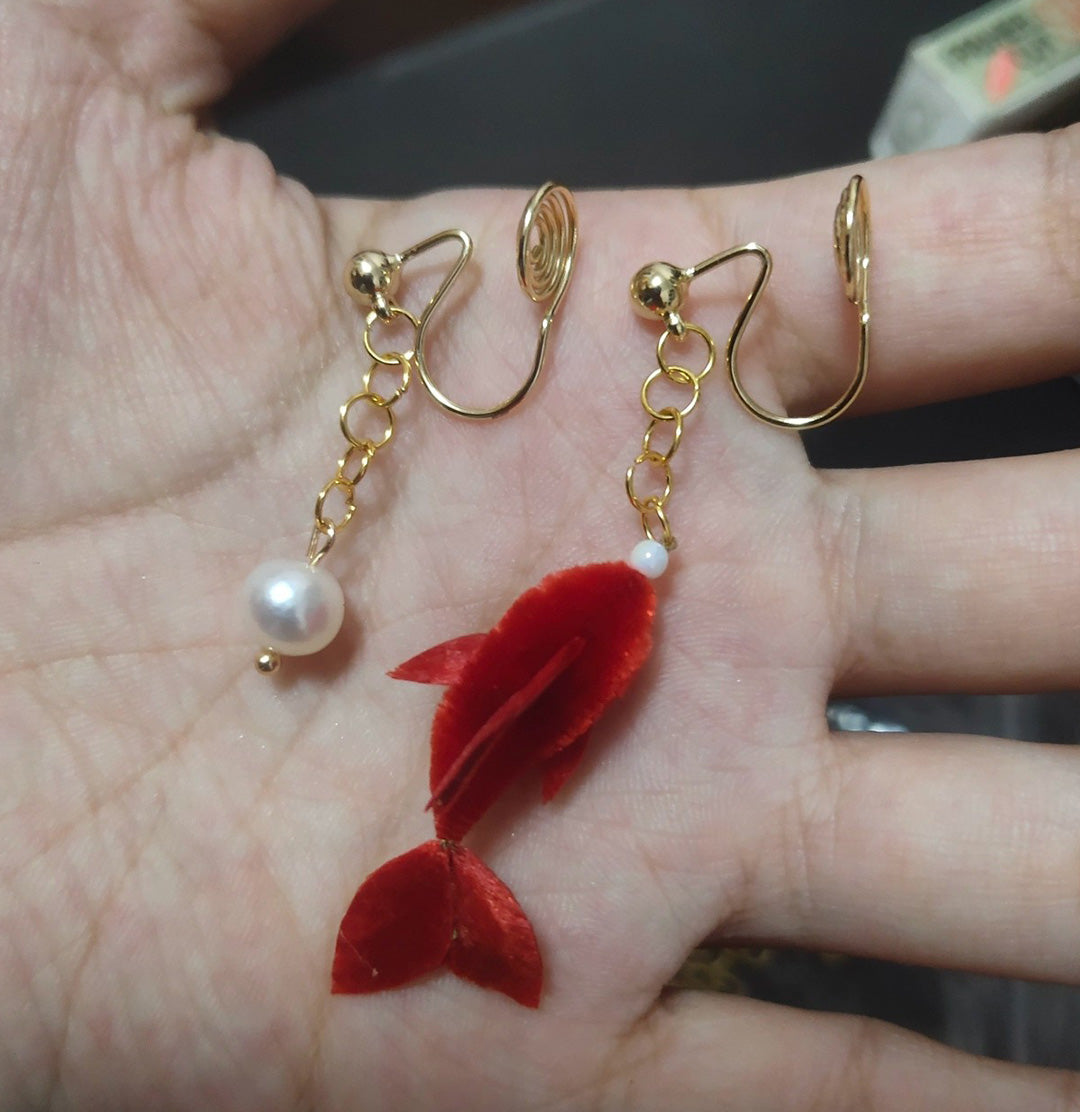 Goldfish Bespoke Earrings - Silk Earrings(Ronghua)