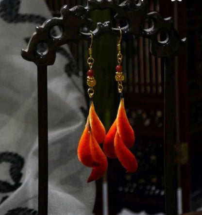 Fox's Tail Bespoke Earrings - Silk Earrings(Ronghua)