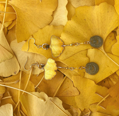 Ginkgo Leaf Bespoke Earrings - Silk Earrings(Ronghua)