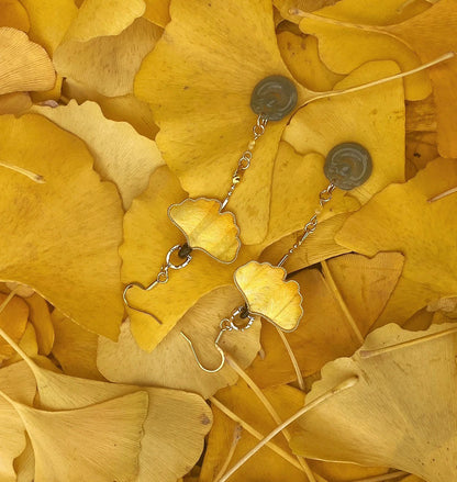 Ginkgo Leaf Bespoke Earrings - Silk Earrings(Ronghua)