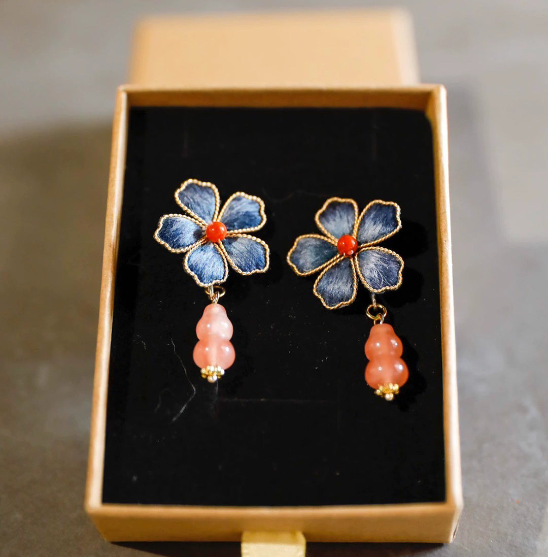 Flower Bespoke Earrings - Silk Earrings(Ronghua)