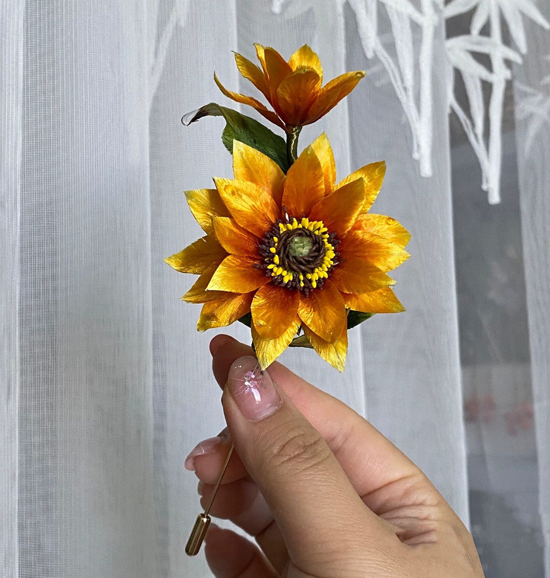 Sunflower Bespoke Brooch - Silk Brooch(Ronghua)