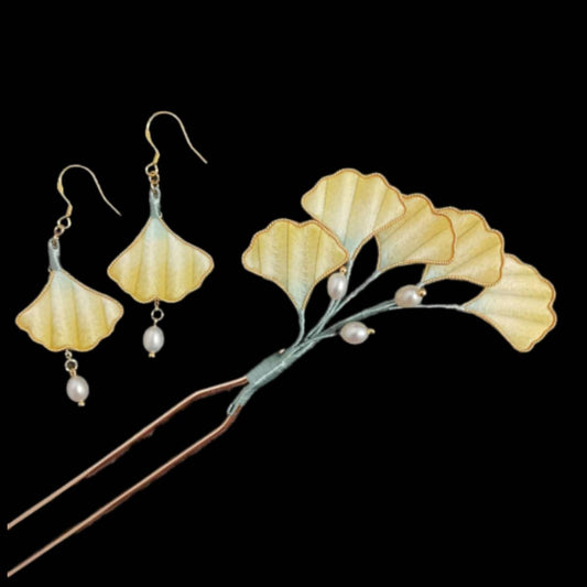 Ginkgo Leaf Bespoke Hairpin - Silk Hairpin(Ronghua)