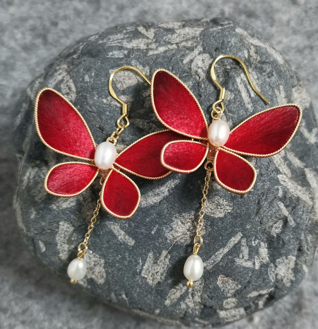 Butterfly Bespoke Earrings - Silk Earrings(Ronghua)