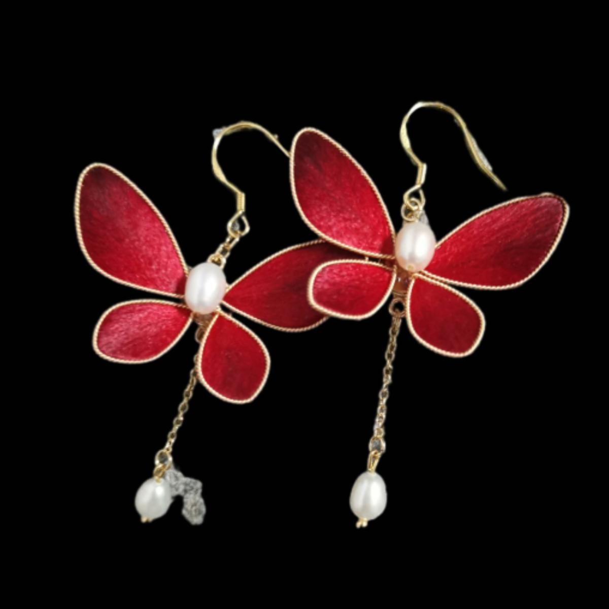 Butterfly Bespoke Earrings - Silk Earrings(Ronghua)