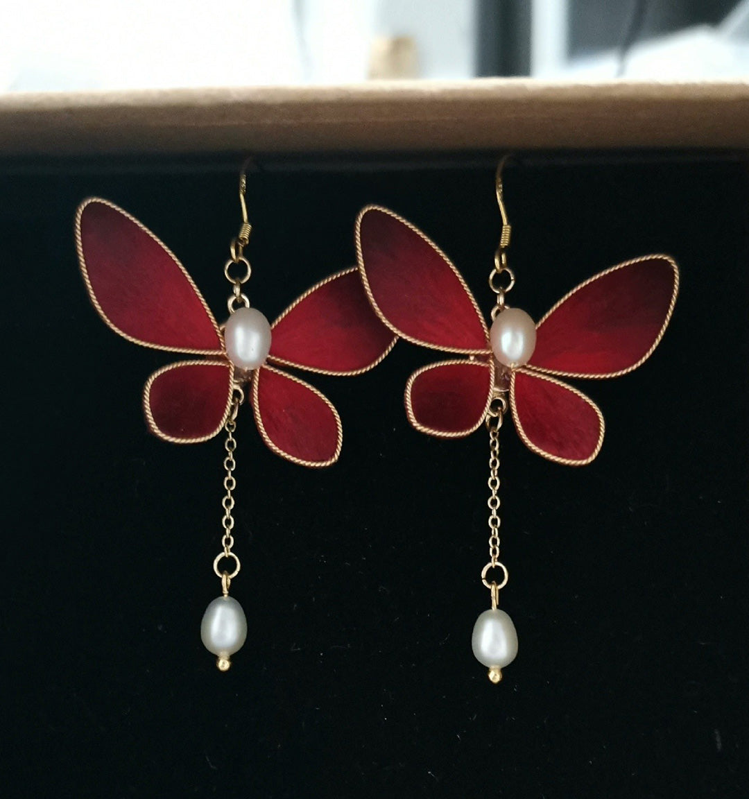 Butterfly Bespoke Earrings - Silk Earrings(Ronghua)