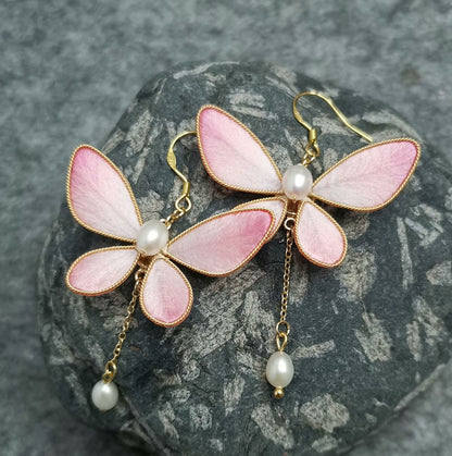 Butterfly Bespoke Earrings - Silk Earrings(Ronghua)