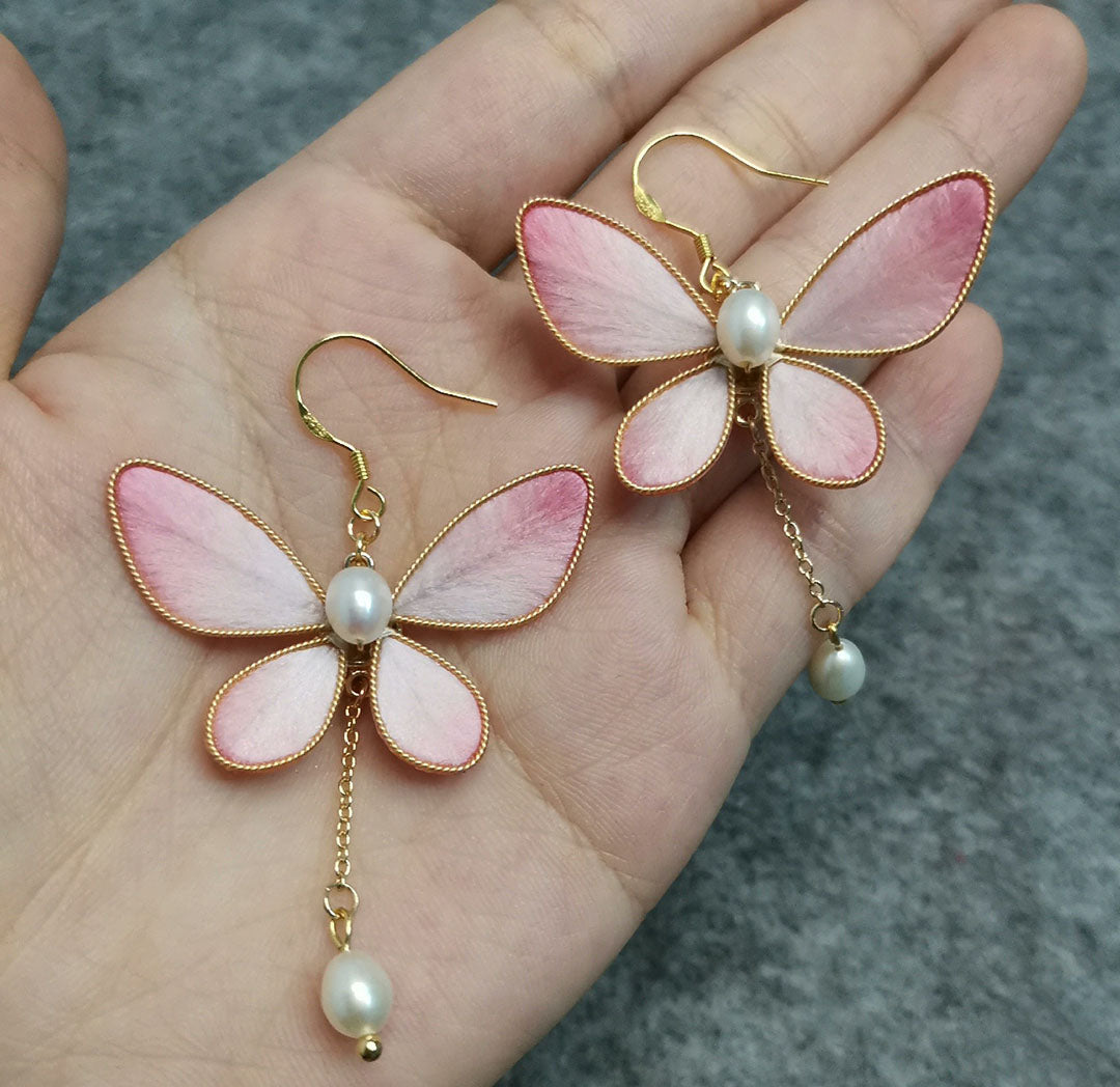 Butterfly Bespoke Earrings - Silk Earrings(Ronghua)