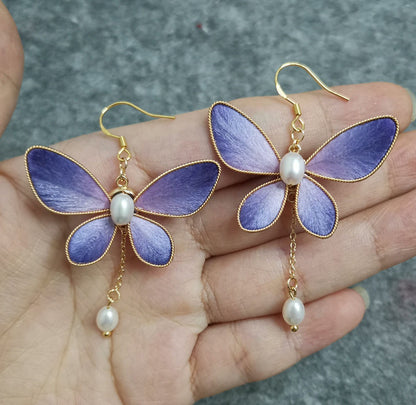 Butterfly Bespoke Earrings - Silk Earrings(Ronghua)