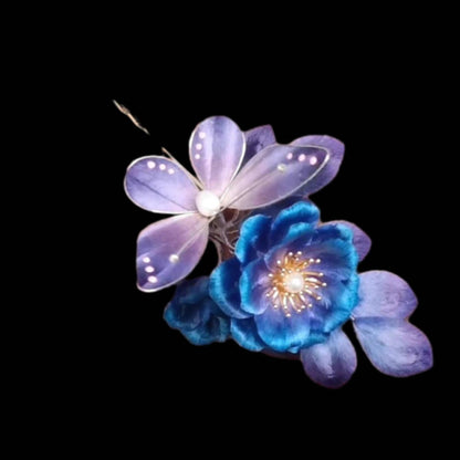 Blue Flower Bespoke Hairpin - Silk Hairpin(Ronghua)