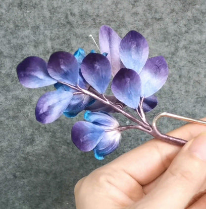 Blue Flower Bespoke Hairpin - Silk Hairpin(Ronghua)