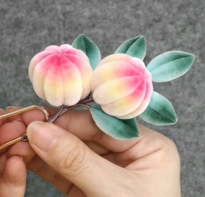 Peach Bespoke Hairpin - Silk Hairpin(Ronghua)