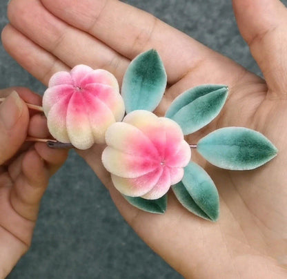 Peach Bespoke Hairpin - Silk Hairpin(Ronghua)