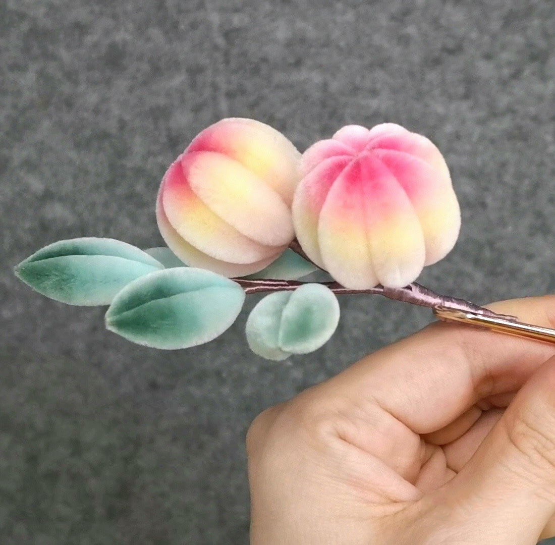 Peach Bespoke Hairpin - Silk Hairpin(Ronghua)