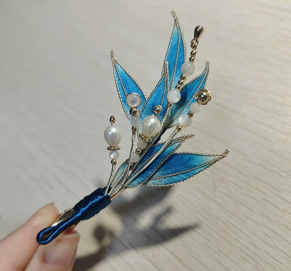 Bamboo Leaves Bespoke Brooch - Silk Brooch(Ronghua)