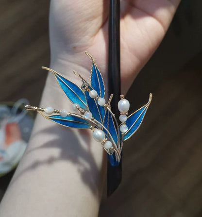 Bamboo Leaves Bespoke Hairpin - Silk Hairpin(Ronghua)