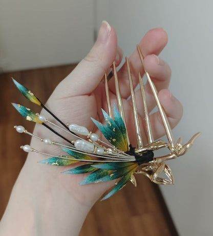 Bamboo Leaves Bespoke Hairpin - Silk Hairpin(Ronghua)