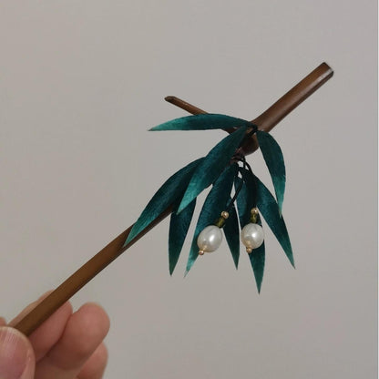 Bamboo Leaves Bespoke Hairpin - Silk Hairpin(Ronghua)