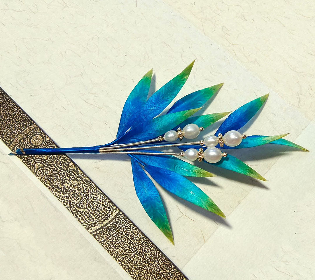 Blue Leaves Bespoke Brooch - Silk Brooch(Ronghua)